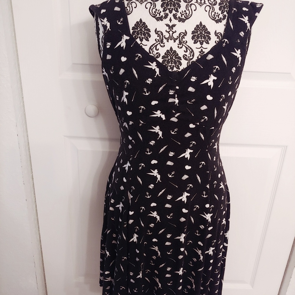 Black and white Tinkerbell print dress